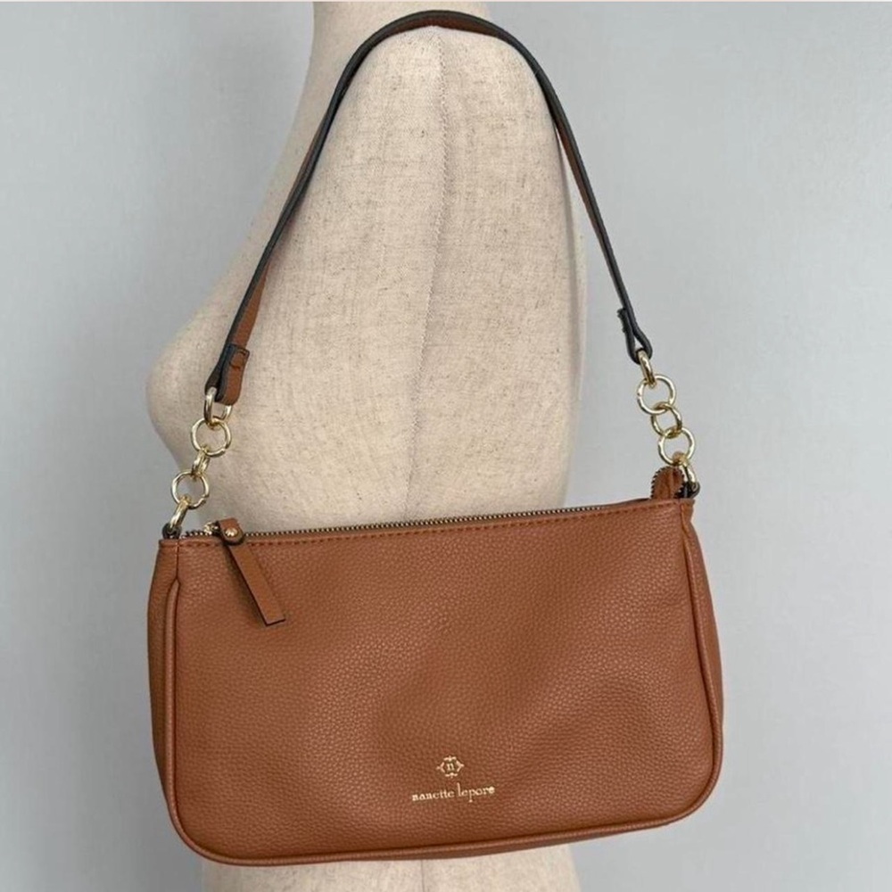 vintage 90s brown leather shoulder bag - Picture 5 of 6